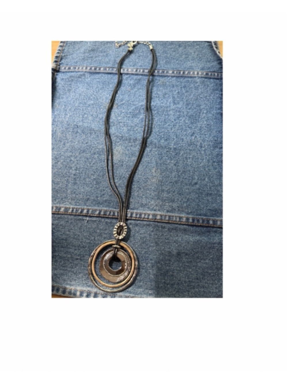 Chico's Black Silver Gold Tone Statement Necklace One Size (VGUC)